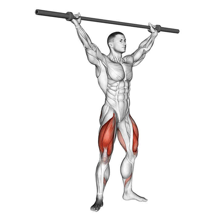Animated demo of the barbell overhead squat